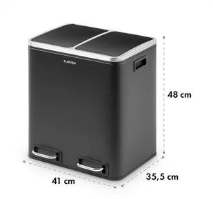 FENIKS Klarstein Klarstein Trash Gordon, otwierany pedałem, 30 l / 2 x 15 l, bezgłośny, polipropylen, stal szlachetna, czarny KG11-Trashbin30 BL - Kosze na śmieci - miniaturka - grafika 6
