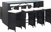 Pozostałe meble ogrodowe - vidaXL 9-cz zestaw ogrodowych mebli barowych ratan PE czarny 49569 - miniaturka - grafika 1