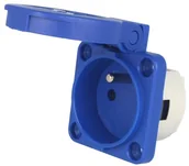 Osprzęt siłowy - PCE POLSKA GNIAZDA WTYCZKOWE TABLICOWE 230V Z BOLCEM Niebieskie 16A 3P - miniaturka - grafika 1