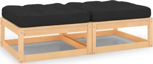 vidaXL Stołki ogrodowe z poduszkami, 2 szt., lite drewno sosnowe - Komplety wypoczynkowe - miniaturka - grafika 4