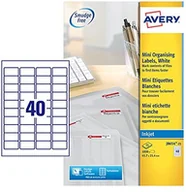 Dodatki do drukarek i skanerów - Avery J8654 25 Mini-etykiety do drukarki atramentowej (40 Pro arkuszy, 45,7 X 25,4 MM) 1000 etykiety białe AV99283 - miniaturka - grafika 1