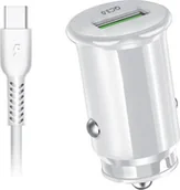 Ładowarki samochodowe - Extreme Ładowarka X Ładowarka Samochodowa 18W 3A QC3.0 USB + Kabel USB Typ C Ampere ACCU3QC30W+CC USB-C Quick Charge 3.0 biały 5901445621964 - miniaturka - grafika 1