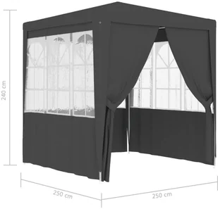 vidaXL Namiot imprezowy ze ściankami, 2,5x2,5 m, antracytowy, 90 g/m - Pawilony ogrodowe - miniaturka - grafika 17