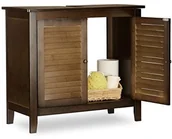Półki łazienkowe - Relaxdays Szafka pod umywalkę ciemnobrązowy lamell, łazienka szafa z bambusa, szafka pod umywalkę, HBT : 60 x 67 x 30 cm 10020920 - miniaturka - grafika 1