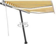 Markizy - VidaXL Lumarko Ręcznie zwijana markiza z LED, 300 x 250 cm, żółto-biała  3069703 VidaXL - miniaturka - grafika 1