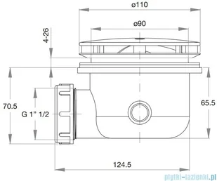 Omnires Syfon niski do brodzików z otworem 90 mm biały ST.6590.35N+ST.45 - Syfony - miniaturka - grafika 2