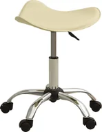 Krzesła i taborety kosmetyczne - vidaXL vidaXL Siedzisko do masażu kremowe obite sztuczną skórą 3088569 - miniaturka - grafika 1