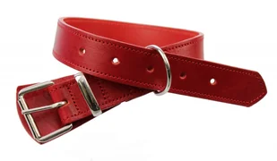 WIREX (PL) Solidna Obroża Dla Psa Czerwona z Czerwoną Nitką Skóra Naturalna 35 mm / 77 cm - Obroże dla psów - miniaturka - grafika 3