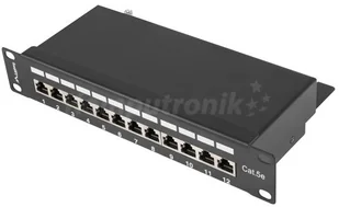 LANBERG Patch Panel 12 Port 1U 10 cali kat.5e ekranowany czarny PPF5-9012-B - Wtyczki i adaptery - miniaturka - grafika 7
