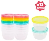 Sztućce dla dzieci - Badabulle pojemniki z pokrywkami MAXI FUN COLORS 250ml zestaw 12 szt - miniaturka - grafika 1