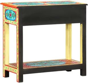 vidaXL Ręcznie malowana konsola, 80x35x75 cm, lite drewno mango - Stoły - miniaturka - grafika 6
