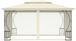vidaXL Altana ogrodowa z zasłonami, 300x400x265 cm, kremowa 48596 - Altany ogrodowe - miniaturka - grafika 3
