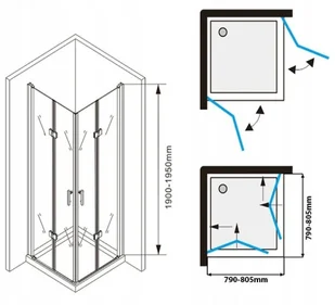 231 HYDAR KABINA PRYSZNICOWA 80x80 KZ08B BLACK SKŁADANA 6MM 23178210 78210-uniw - Kabiny prysznicowe - miniaturka - grafika 12