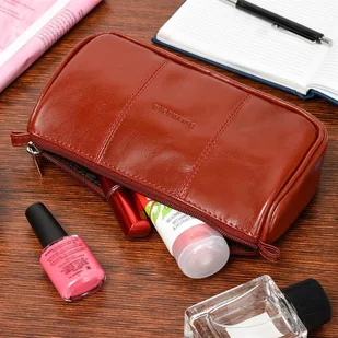 Beltimore Beltimore Kosmetyczka Skórzana brązowa piórnik M79 - Kosmetyczki, organizery i kuferki - miniaturka - grafika 5