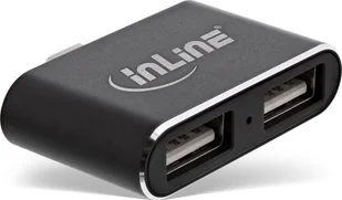 InLine 33291s Mini USB 2.0 Hub, USB C wtyczka do gniazda 2 X USB A Czarny 33291S - Kable USB - miniaturka - grafika 2