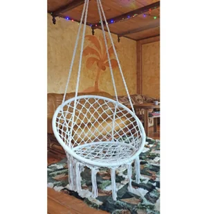 SASKA GARDEN Hamak ażurowy fotel wiszący 80x60cm luxe z poduszką ecru 1026947 - Fotele ogrodowe wiszące - miniaturka - grafika 12