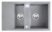 Zlewozmywaki - Ferro MEZZO II zlewozmywak granitowy 1,5-kom. 48/79 szary DRGM3/48/79GA DRGM3/48/79GA - miniaturka - grafika 1