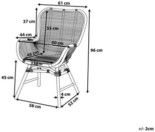 Beliani Krzesło rattanowe jasnobrązowe TOGO - Krzesła - miniaturka - grafika 7