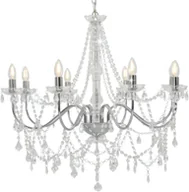 Lampy sufitowe - vidaXL Żyrandol z koralikami, srebrny, 8 żarówek E14 - miniaturka - grafika 1