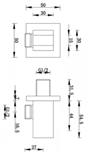 Laveo Laveo Kvadrato - przyłącze kątowe z uchwytem na słuchawkę chrom NPQ 060K - Akcesoria hydrauliczne - miniaturka - grafika 6