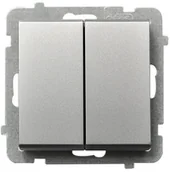 Wyłączniki światła i elektryczne - LEDart schodowy podwójny, Ospel SONATA ŁP-10R/m/38, bez ramki, kolor srebrny mat - miniaturka - grafika 1