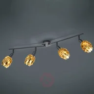 Lampy sufitowe - Reality Leuchten Ruchomy, 4-pkt. spot sufitowy Choke, czarno-złoty - miniaturka - grafika 1