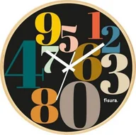 Zegary - NoName zegar ścienny Numbers 30 cm szkło/drewno czarny/beżowy twm_830633 - miniaturka - grafika 1