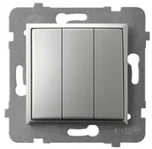 Wyłączniki światła i elektryczne - Ospel Łącznik potrójny Srebrny Aria - ŁP-13U/m/18 - miniaturka - grafika 1