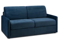 Sofy i kanapy - Vente-Unique 3-osobowa rozkładana sofa z weluru CALIFE - Kolor granatowy - Łóżko 140 cm - Materac 22cm - miniaturka - grafika 1