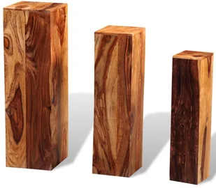 vidaXL Stojak na kwiaty, 3 elementy, lite drewno sheesham, brązowy - Donice - miniaturka - grafika 3