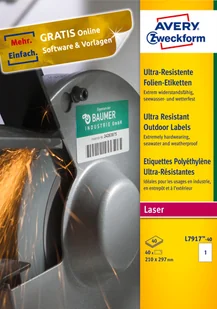 Avery Zweckform Etykiety polietylenowe ultra resistant Zweckform, A4, 40 ark./op., 210 x 297mm, białe L7917-40 - Etykiety do drukarek - miniaturka - grafika 2