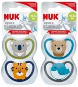 Smoczki do butelek - NUK 739501 SMOCZEK SILIKONOWY SPACE 18-36 2SZT/PUDEŁKO NUKS-322 - miniaturka - grafika 1