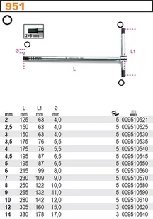 Beta KLUCZ TRZPIENIOWY TYPU T 2.5MM 951/2.5 - Klucze i nasadki - miniaturka - grafika 2