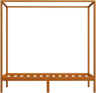 vidaXL Rama łóżka z baldachimem, miodowy brąz, lita sosna, 90x200 cm - Łóżka - miniaturka - grafika 3