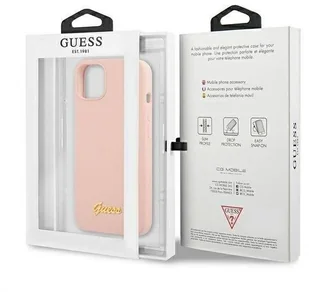 Guess GUHMP13MLSLMGLP iPhone 13 6,1" jasnoróżowy/light pink hardcase Silicone Script Gold Logo Magsafe - Etui i futerały do telefonów - miniaturka - grafika 8