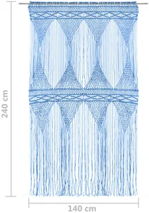 vidaXL Zasłona z makramy, niebieska, 140 x 240 cm, bawełna - Zasłony - miniaturka - grafika 30