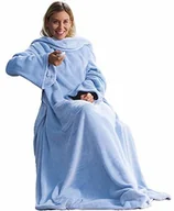 Koce - CelinaTex miękki koc z polaru (mikrofibry), z rękawami i z kieszenią na telefon komórkowy, wymiary 150 x 180 cm + 50 cm (kieszeń na stopy), jasnoniebieski 5000028 - miniaturka - grafika 1