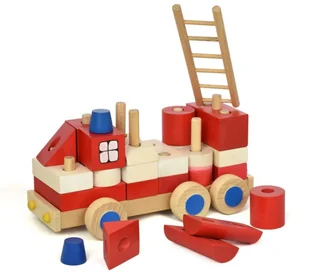 Drewniany wóz straży pożarnej z klocków 35 el. - Samochody i pojazdy dla dzieci - miniaturka - grafika 4