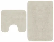 Dywaniki łazienkowe - vidaXL 2-częściowy zestaw mat łazienkowych, tkanina, biały - miniaturka - grafika 1
