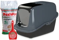 Kuwety dla kotów - PeeWee PeeWee EcoHs pakiet na start: kuweta, łopatka i żwirek - Antracytowo-czarna - miniaturka - grafika 1