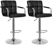 Taborety i hokery - SONGMICS Songmics stołek barowy z podłokietnikami i oparciem, podstawa z gumowym pierścieniem antypoślizgowym, 2 sztuki 777LJB93B - miniaturka - grafika 1