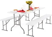 Meble ogrodowe - Home&Garden Zestaw cateringowy stół 180 cm + 2 ławki 436526 - miniaturka - grafika 1