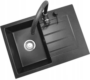 Kuchinox Zlewozmywak Granitowy Cały Czarny Szary + Syfon - Zlewozmywaki - miniaturka - grafika 2