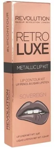 Makeup Revolution Zestaw do makijażu ust - Retro Luxe Metallic Lip Kit Zestaw do makijażu ust - Retro Luxe Metallic Lip Kit - Pozostałe akcesoria do makijażu - miniaturka - grafika 5