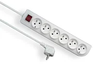Przedłużacze i rozgałęźniki - Elgotech Przedłużacz 6 gniazdowy z uziemieniem i wyłącznikiem 3x1,5 10m Biały PSN-6010W-1,5 - miniaturka - grafika 1