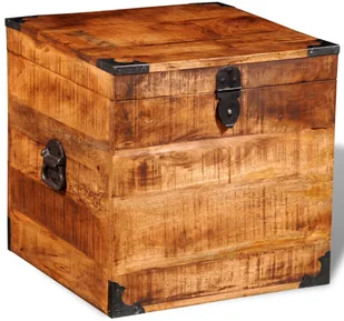 shumee Sześciokątna skrzynia z surowego drewna mango - Kołdry i poduszki dla dzieci - miniaturka - grafika 8