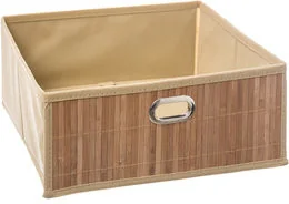 5five Simple Smart Niewielki kosz bambusowy kolor brązowy 31 x 31 x 14 cm przechowywanie rzeczy 2 uchwyty do przenoszenia organizer do szafy B07FR2B4ZM - Pudła i pojemniki do przechowywania - miniaturka - grafika 3