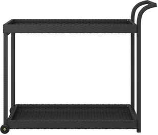 shumee Wózek barowy czarny 100x45x83 cm polirattan - Wózki na żywność - miniaturka - grafika 4