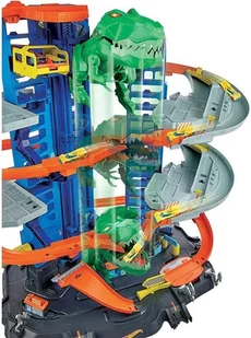 Mattel City. GJL14 Mega garaż T-Rexa + 2 samochodziki - Tory, garaże, parkingi - miniaturka - grafika 3