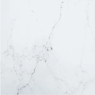 shumee Blat stołu biały 40x40 cm 6 mm szkło ze wzorem marmuru - Blaty meblowe i parapety okienne - miniaturka - grafika 2